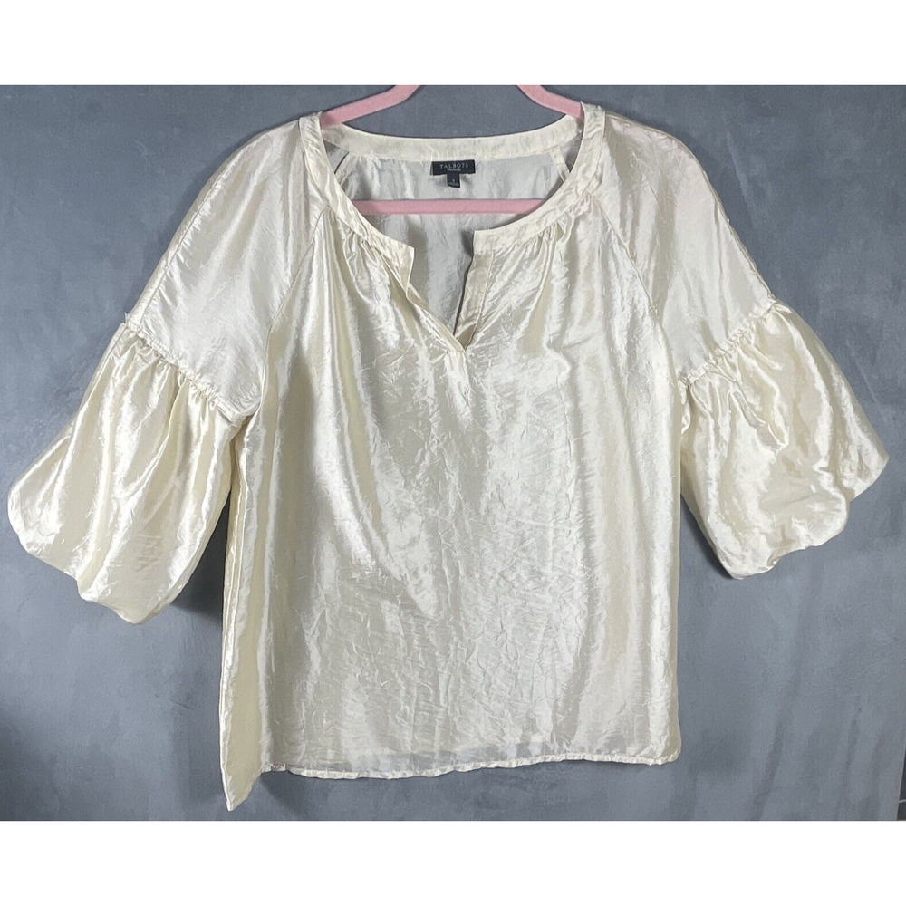 Talbots Women's Creamy Color Silk Blend Relaxed Elegant Blouse Shirt Sz‎ SMALL